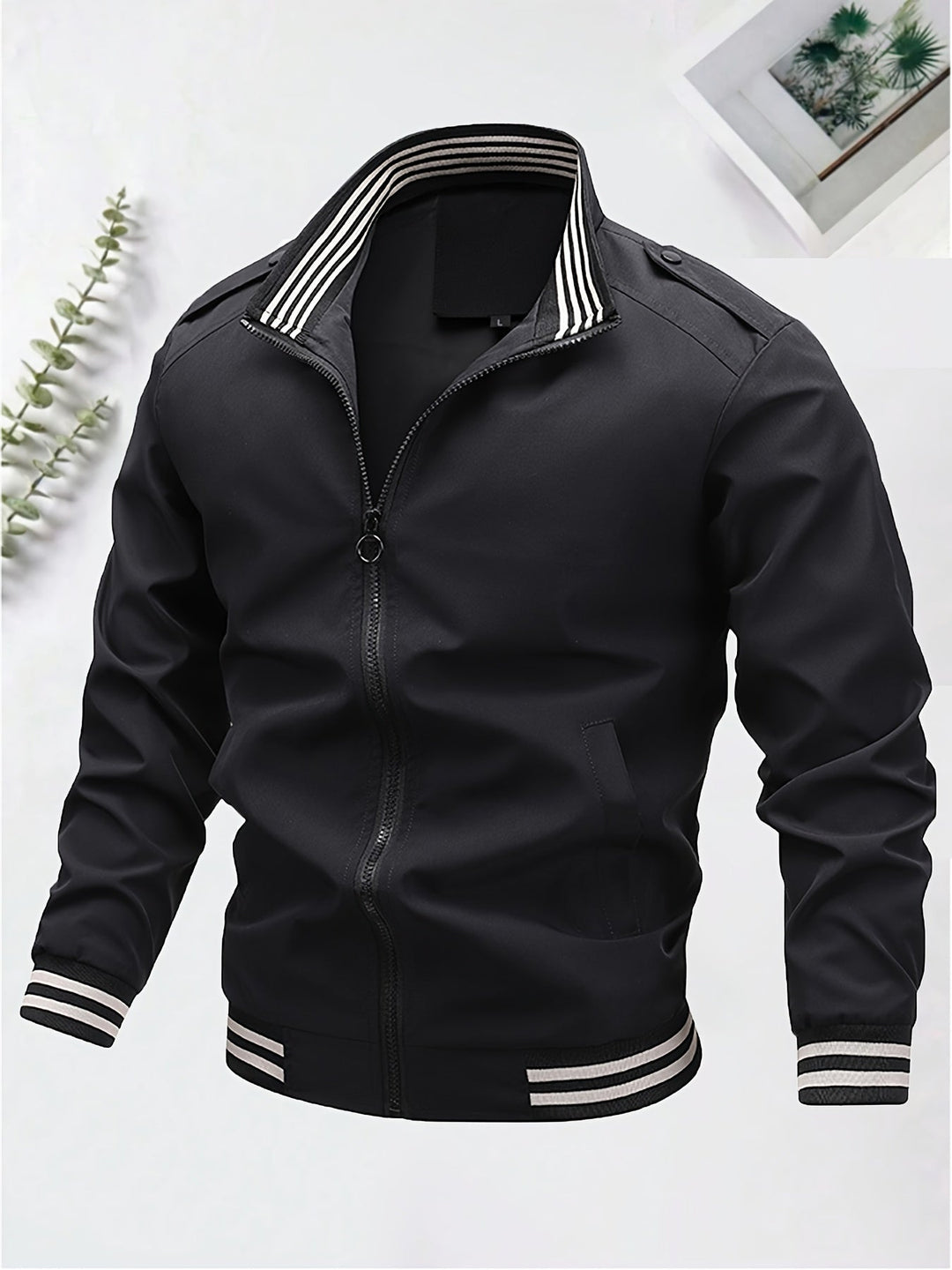 Levoire | Khaki Veste Tendance Pour Hommes Avec Fermeture Éclair Et Col Roulé