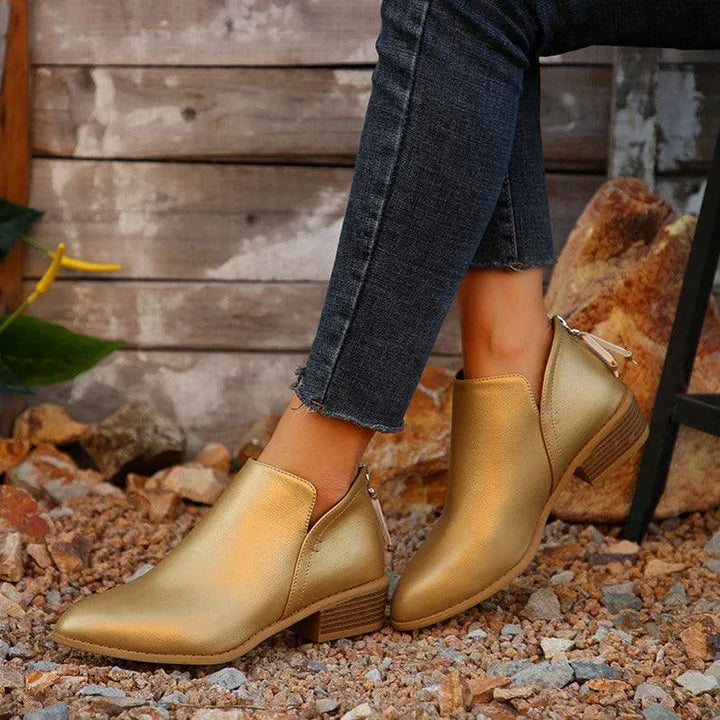 Levoire | Bottines à talon épais et fermeture éclair Or