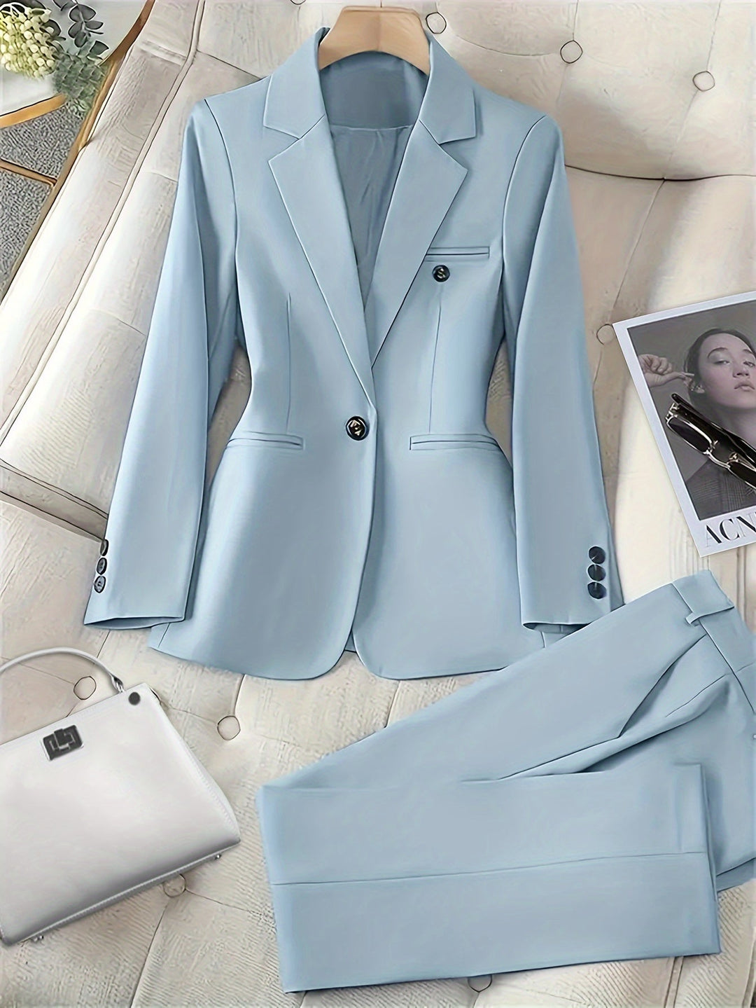 Levoire | Blazer À Col Inversé Pantalons Taille Haute Ensemble De Deux Pièces