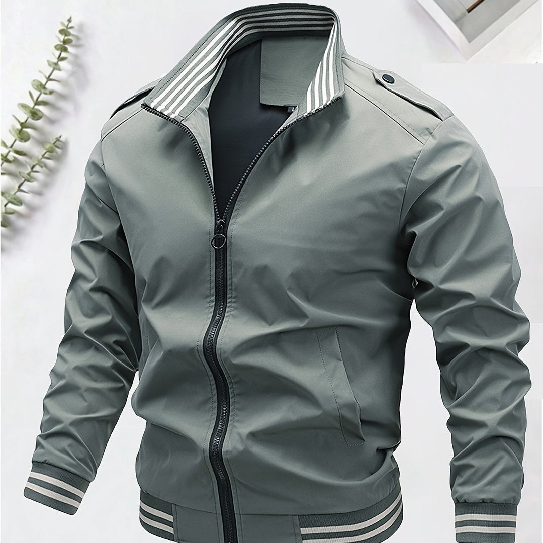 Levoire | Khaki Veste Tendance Pour Hommes Avec Fermeture Éclair Et Col Roulé Olive vert 1