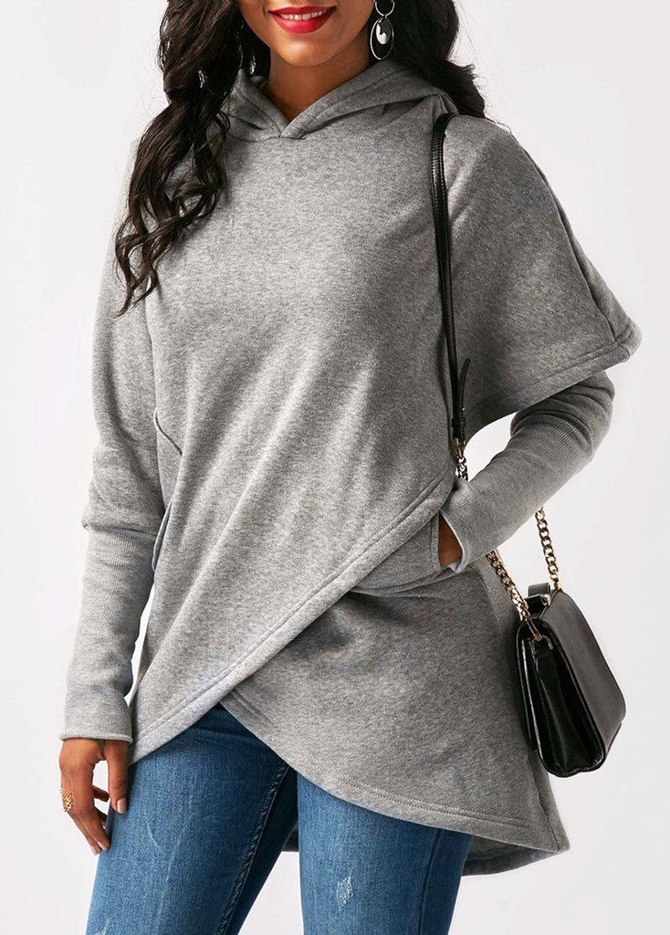 Levoire | Sweat À Capuche Asymétrique Tendance Gris