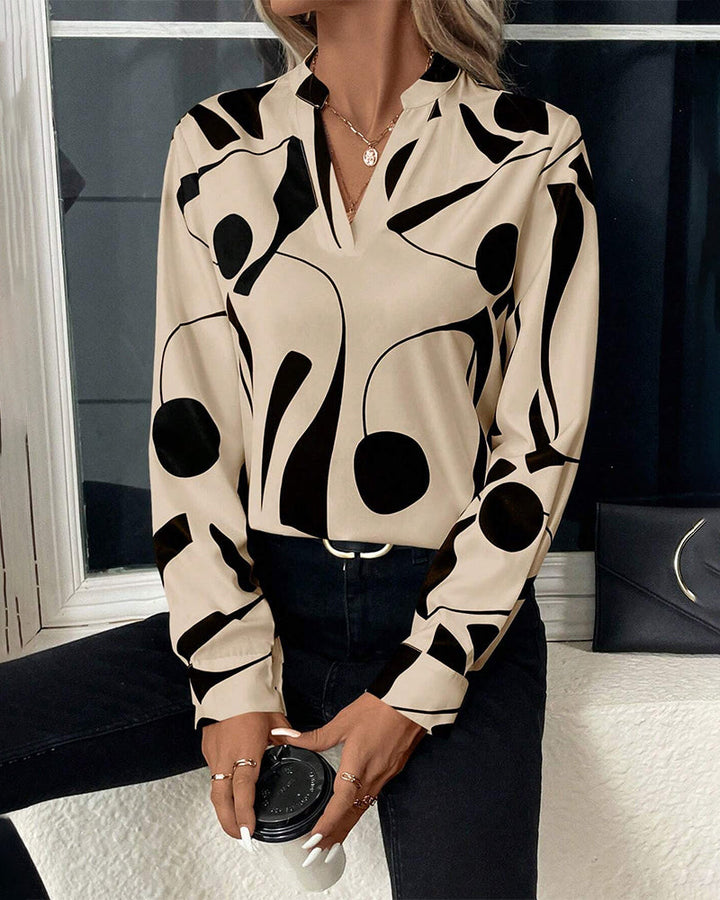 Levoire Blouse | Blouse tendance stylée avec motif de luxe et manches longues
