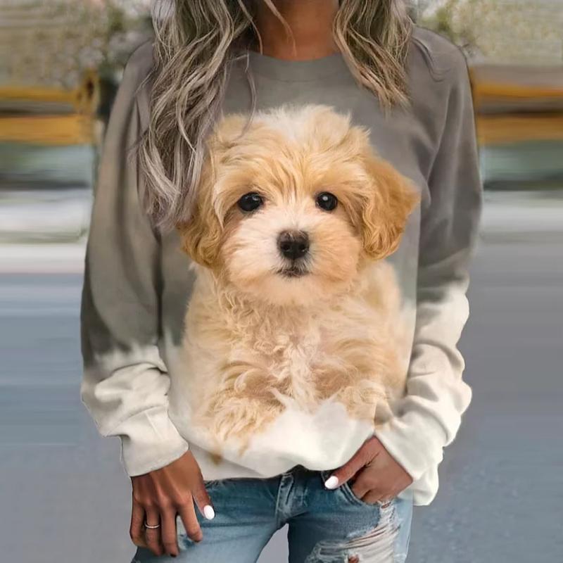 Levoire | Shirt Décontracté À Imprimé Chien Gris