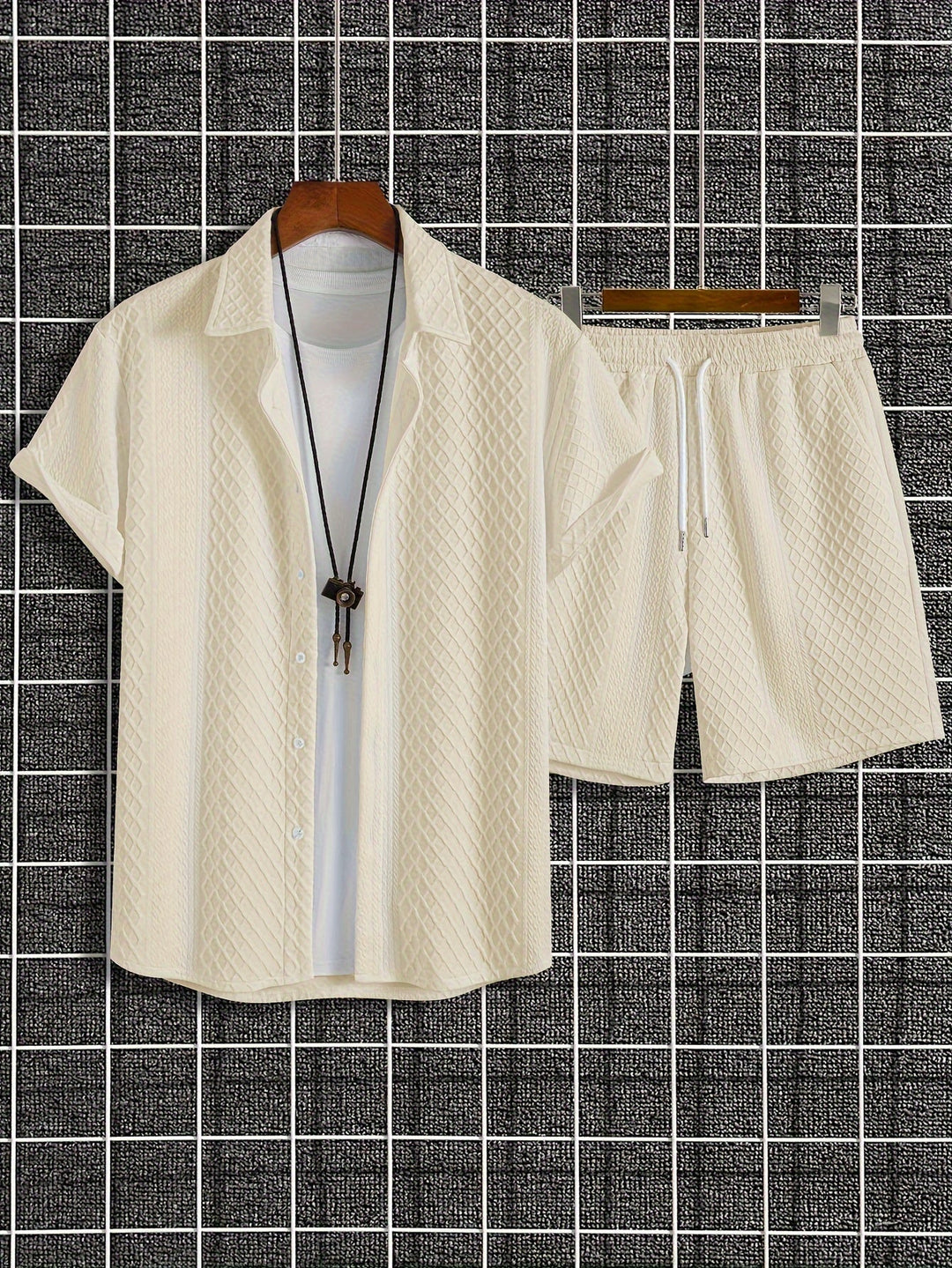 Levoire | Ensemble Uni En Maille À Carreaux En Coton De Cent