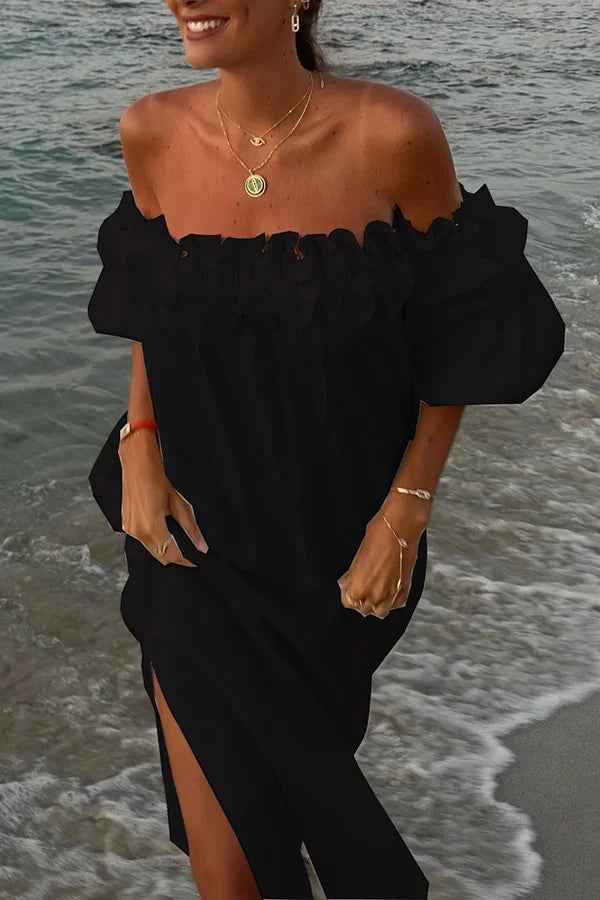 Levoire | Robe Midi À Épaules Dénudées Pour Femmes Ava Noir