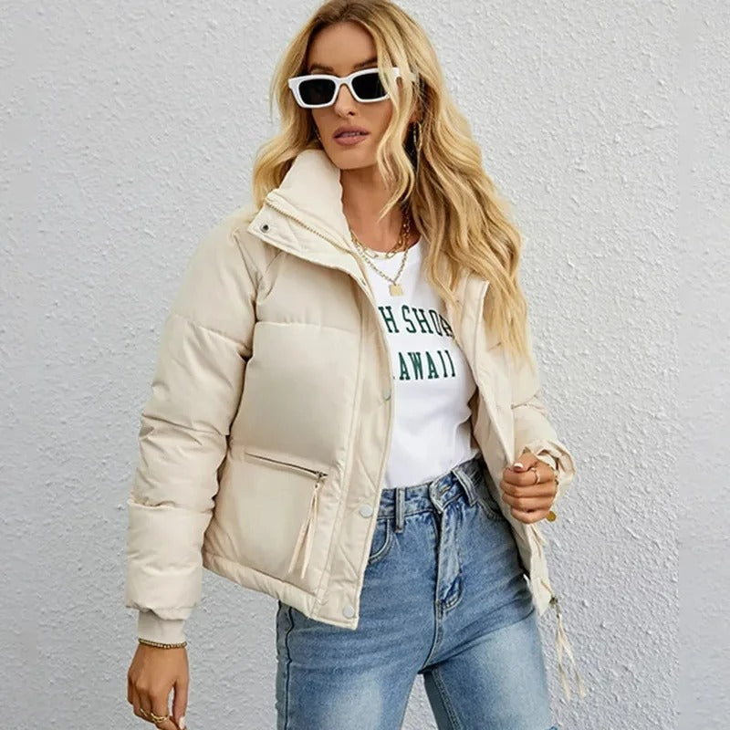Levoire | Veste courte pour femmes avec fermeture éclair Beige