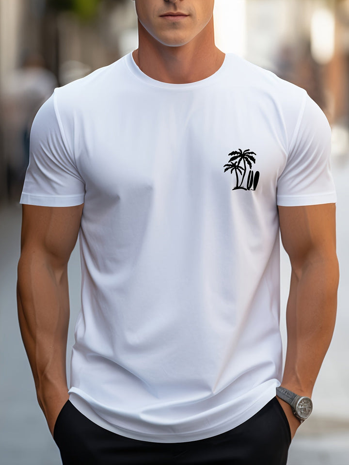 Levoire | Rennon Été T-Shirt Avec Motif De Palmier En Bois De Coco En Vert Menthe Blanc
