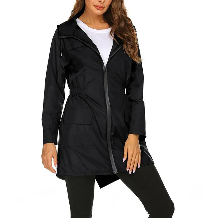 Levoire | Veste De Pluie Coupe-Vent Pour Femmes Avec Cordon De Serrage Noir