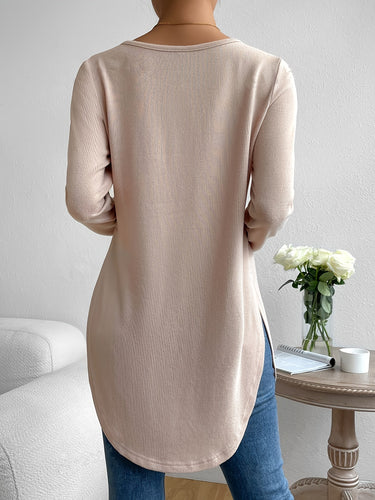 Levoire | Unicolore Chemise À Manches Longues Pour Femmes Et Ourlet Courbé