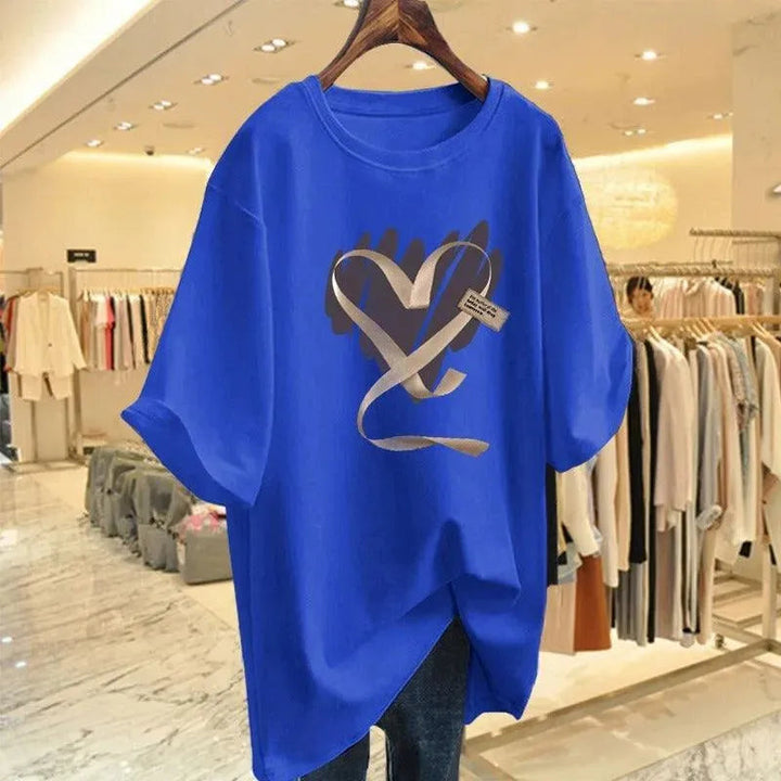 Levoire | T-shirt femme à manches courtes en coton de taille moyenne Petit Bleu