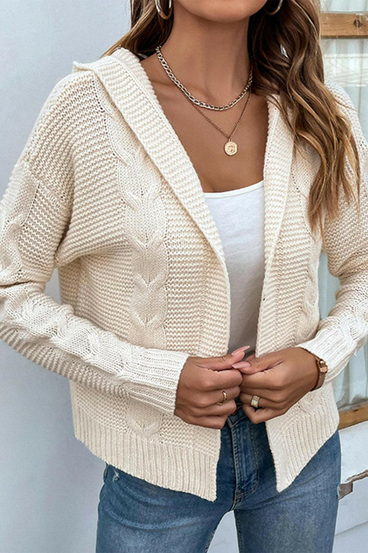 Levoire | Cardigan À Capuche En Câble Crush Ivoire
