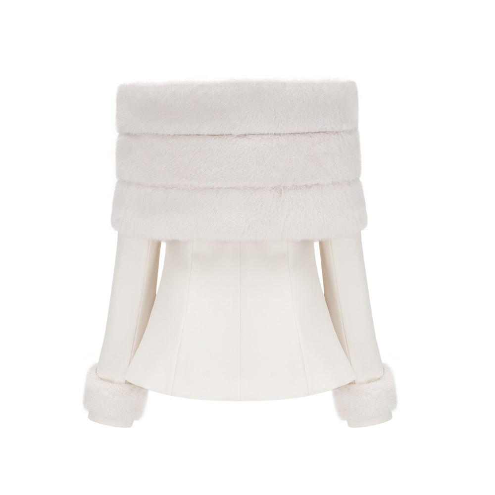 Levoire | Veste En Fausse Fourrure Blanche & Jupe Ensemble Assorti