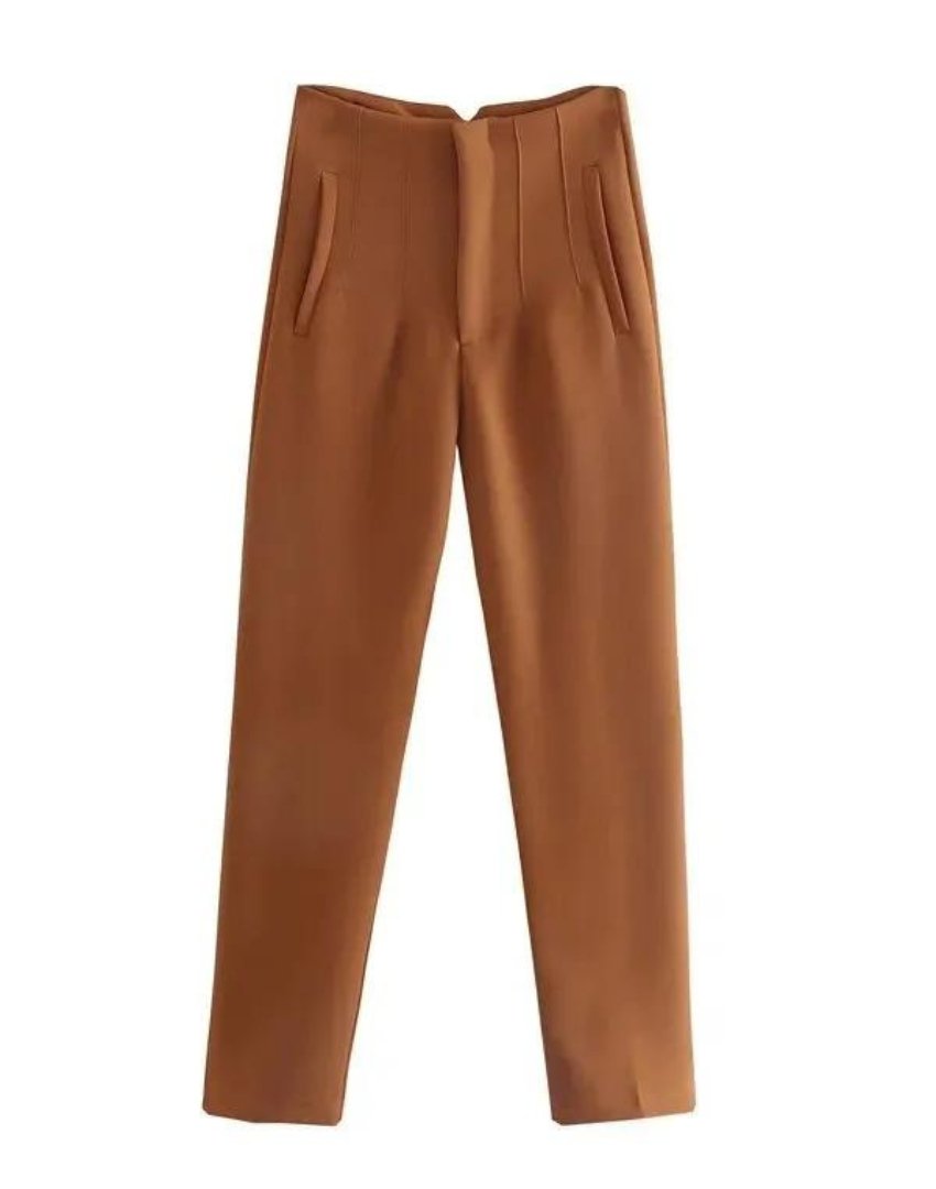 Levoire | Pantalon Décontracté Élégant Sans Plis Marron foncé