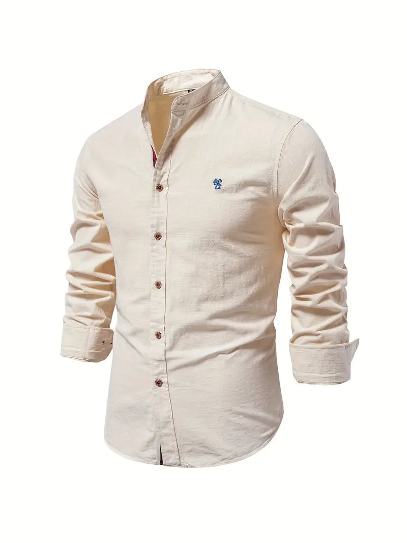 Levoire | Chemise En Lin Pour Hommes Chemise D'Été Légère Avec Patte De Boutonnage Classique Abricot