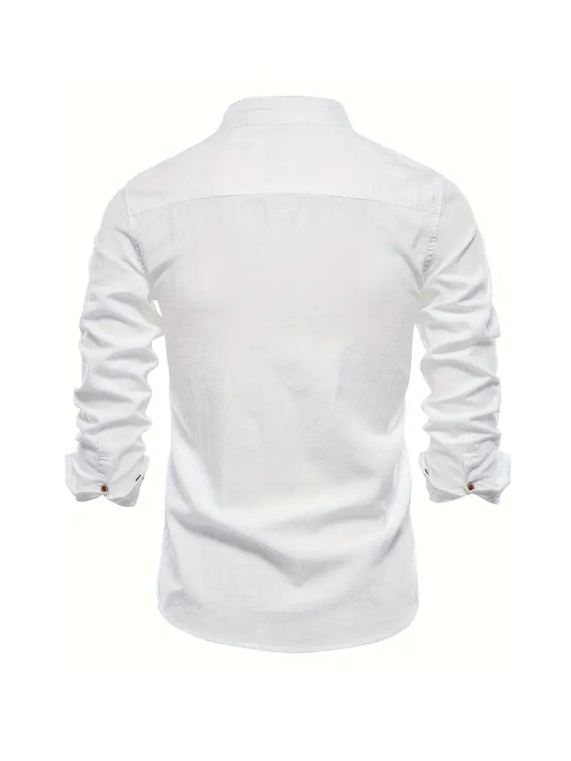 Levoire | Chemise En Lin Pour Hommes Chemise D'Été Légère Avec Patte De Boutonnage Classique