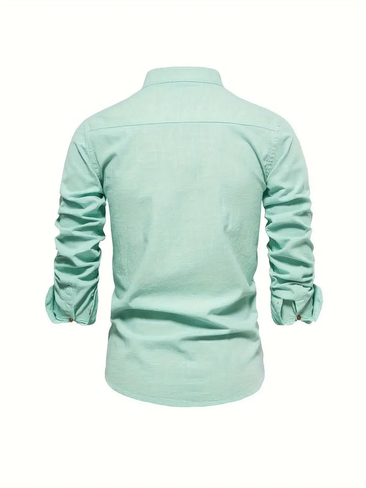 Levoire | Chemise En Lin Pour Hommes Chemise D'Été Légère Avec Patte De Boutonnage Classique