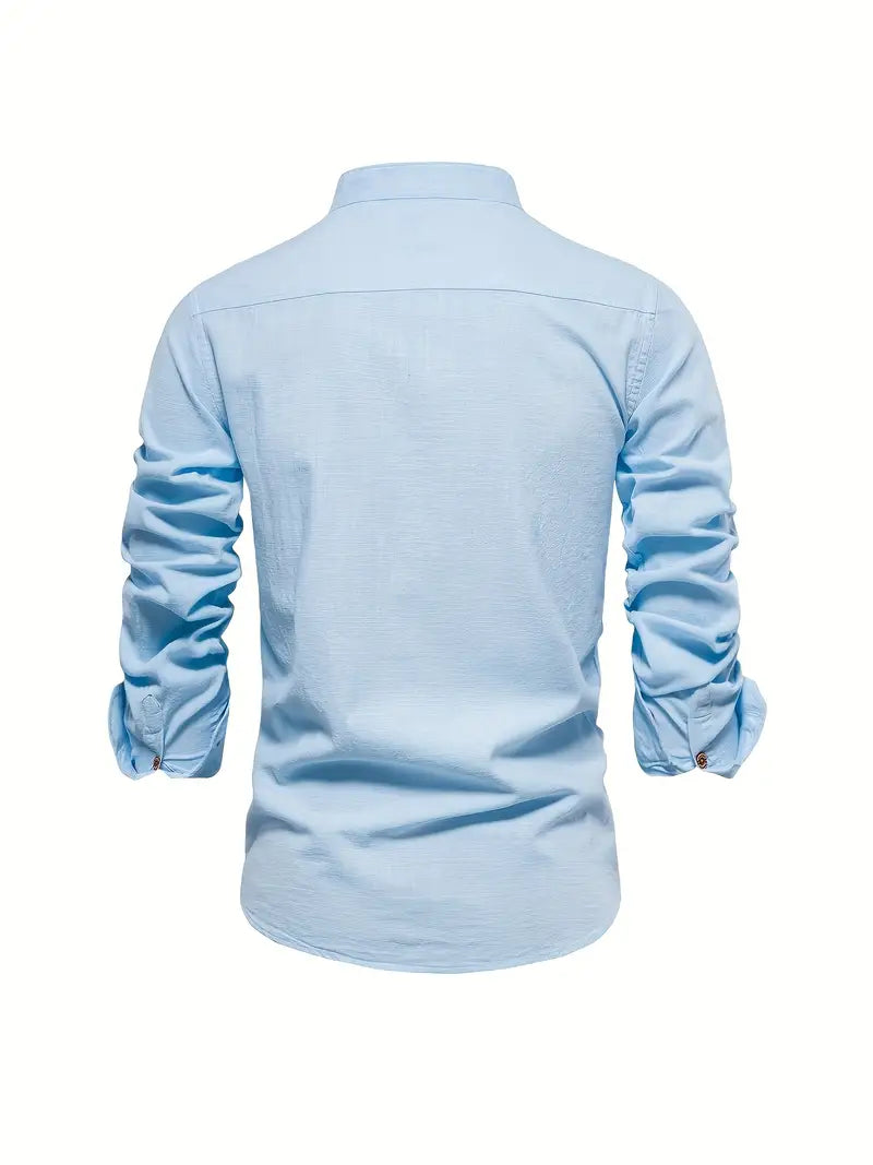 Levoire | Chemise En Lin Pour Hommes Chemise D'Été Légère Avec Patte De Boutonnage Classique