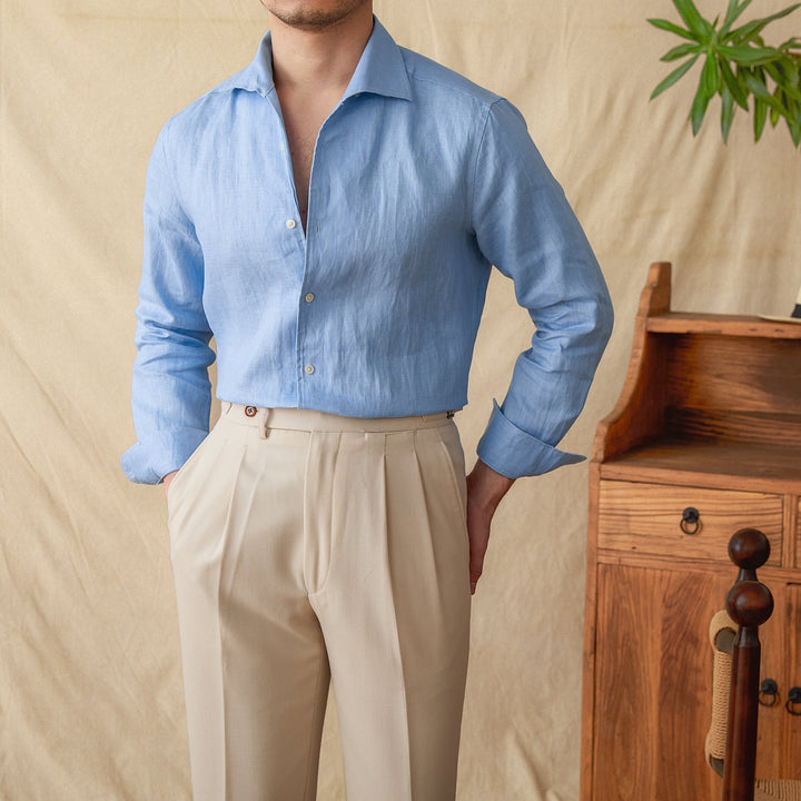 Levoire | Chemise En Lin Décontractée Pour Styles Décontractés Franz Bleu