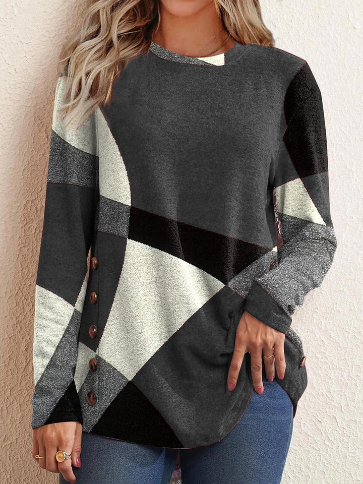 Levoire | Col rond T-shirt à manches longues Patches Gris