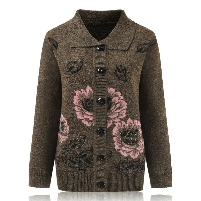 Levoire | Veste En Tricot Élégante Avec Broderie De Fleurs Braun Une taille