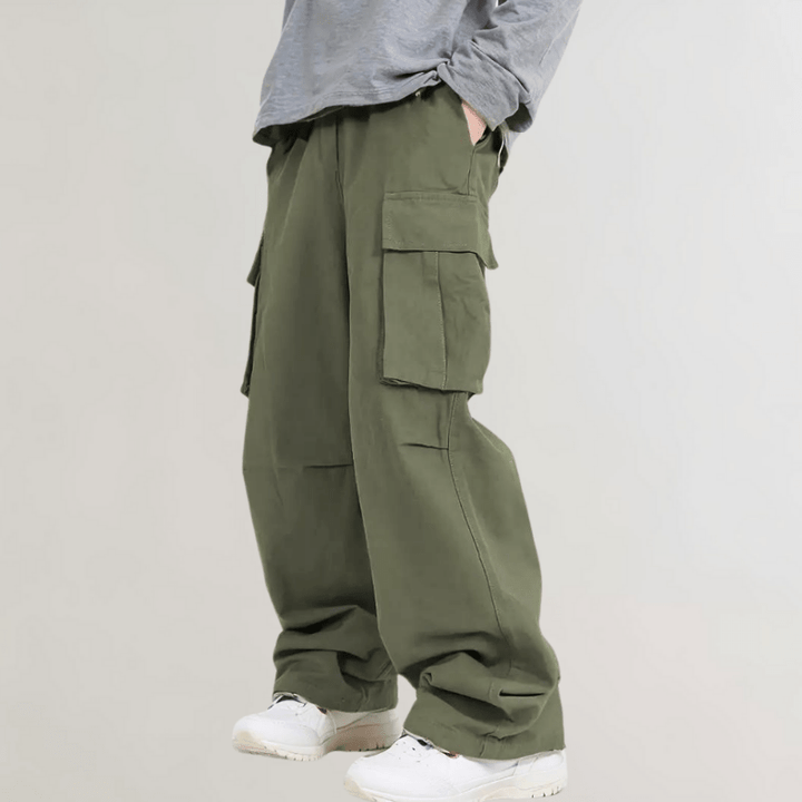 Levoire | Coupe Laisse Grande Taille Hommes Pantalon Cargo À Jambes Droites Tendance & Confortable vert olive
