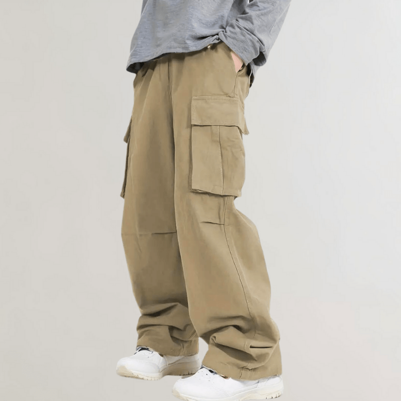Levoire | Coupe Laisse Grande Taille Hommes Pantalon Cargo À Jambes Droites Tendance & Confortable Khaki