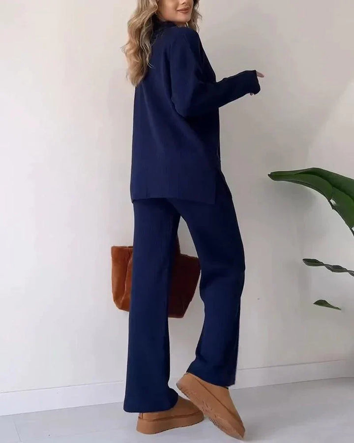 Levoire | Ensemble De Tricot Calme À Deux Pièces Avec Décolleté En V Et Fente
