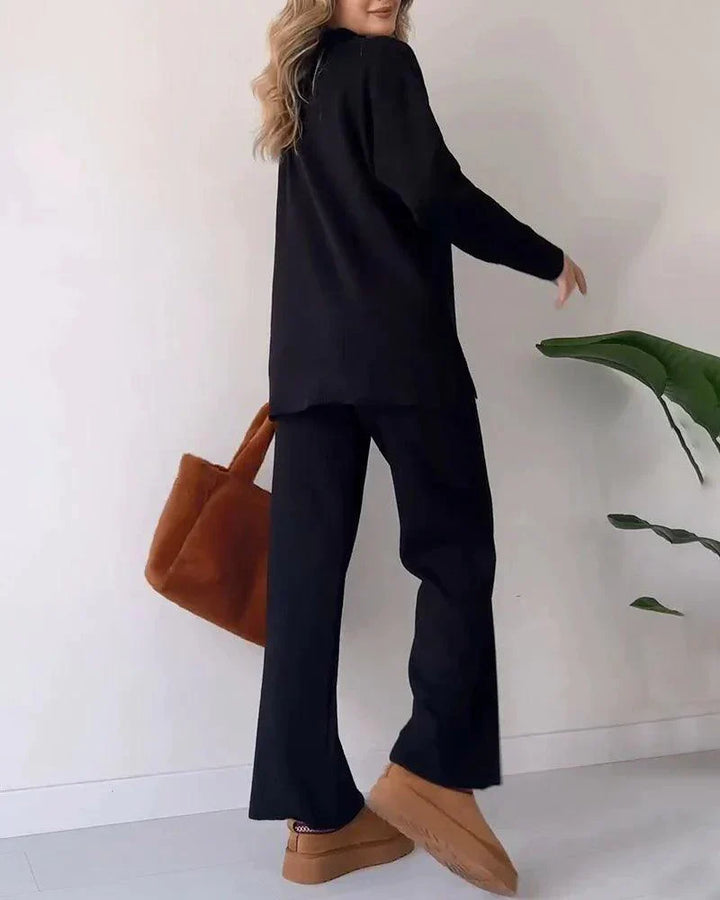 Levoire | Ensemble De Tricot Calme À Deux Pièces Avec Décolleté En V Et Fente