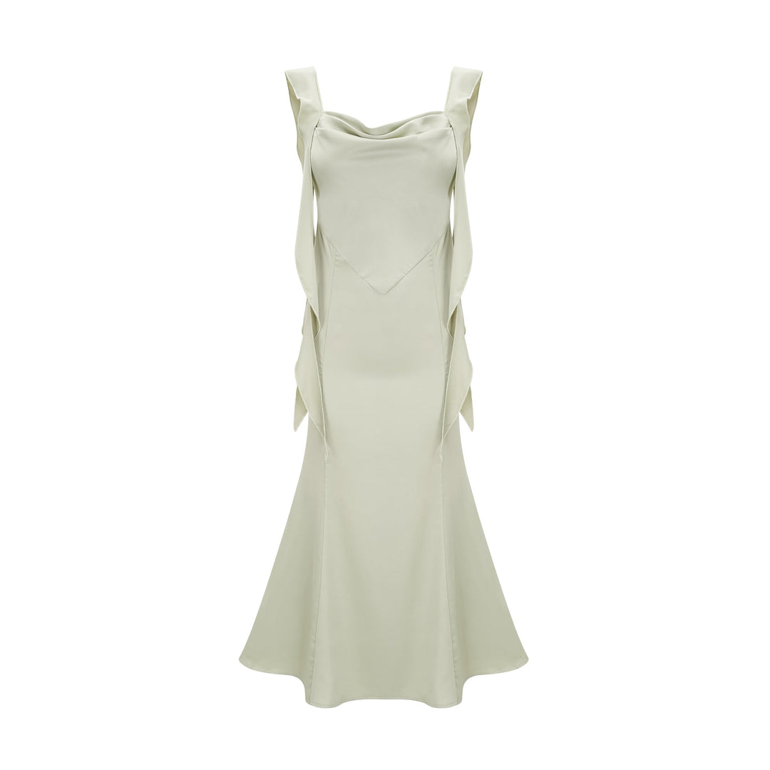Levoire | Robe Midi Satin Verte Avec Coussinets De Soutien-Gorge