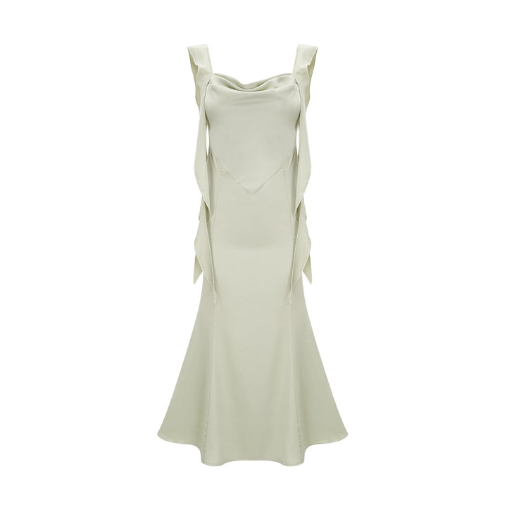 Levoire | Robe Midi Satin Verte Avec Coussinets De Soutien-Gorge