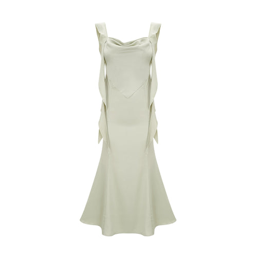 Levoire | Robe Midi Satin Verte Avec Coussinets De Soutien-Gorge