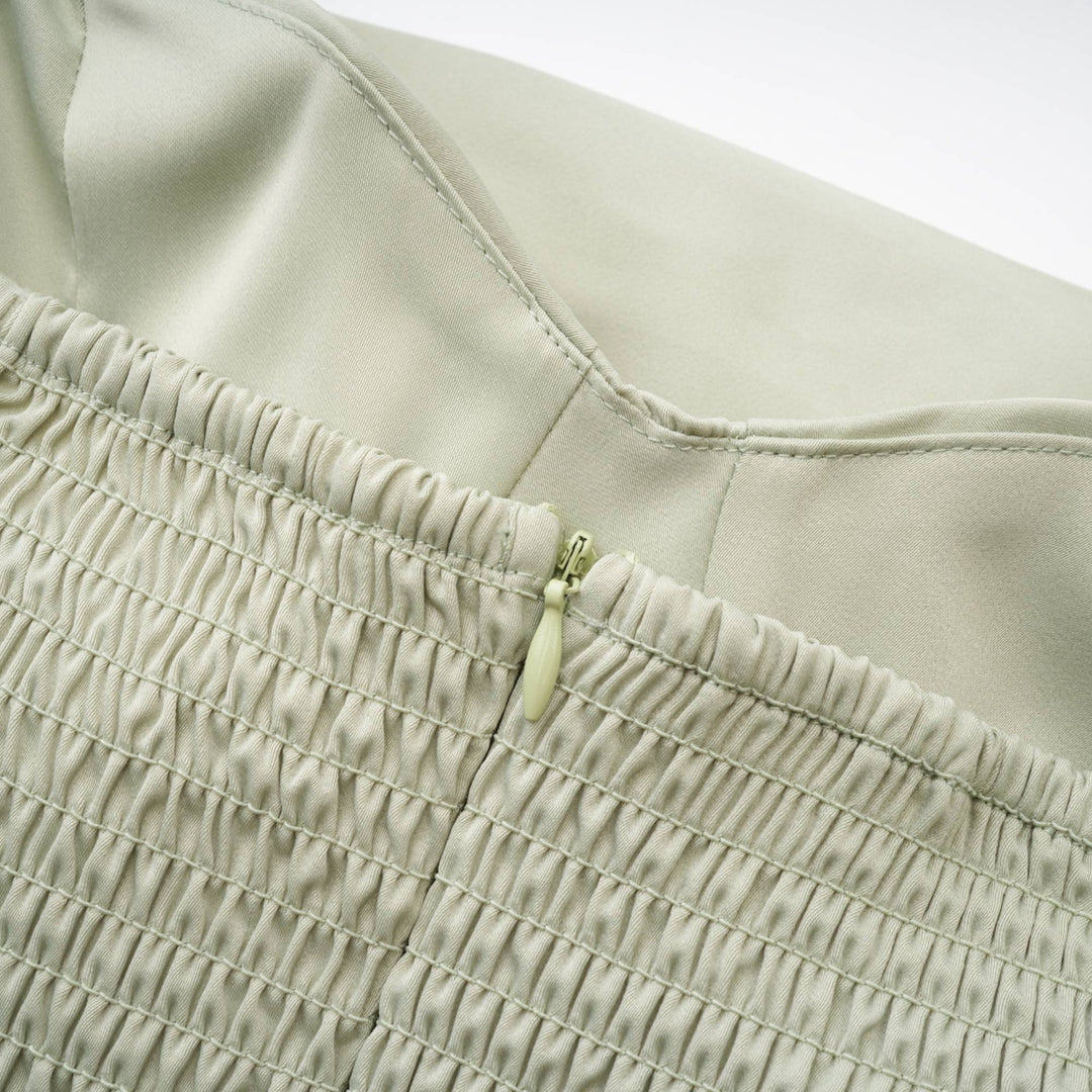 Levoire | Robe Midi Satin Verte Avec Coussinets De Soutien-Gorge