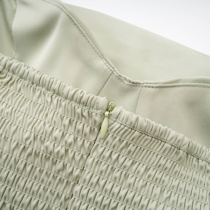 Levoire | Robe Midi Satin Verte Avec Coussinets De Soutien-Gorge
