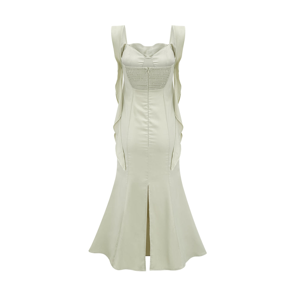 Levoire | Robe Midi Satin Verte Avec Coussinets De Soutien-Gorge