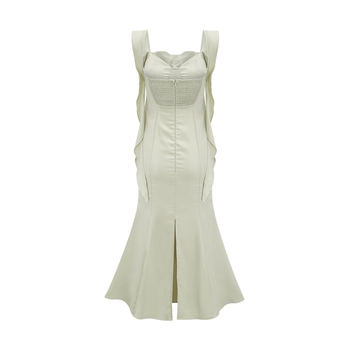 Levoire | Robe Midi Satin Verte Avec Coussinets De Soutien-Gorge