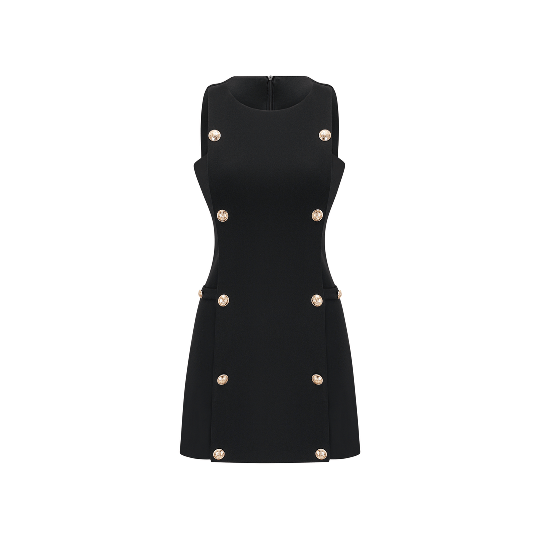 Levoire | Détail De Bouton Noir Robe Mini