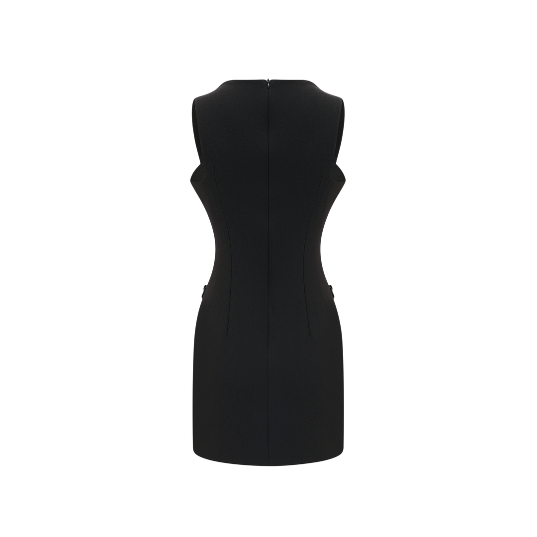Levoire | Détail De Bouton Noir Robe Mini