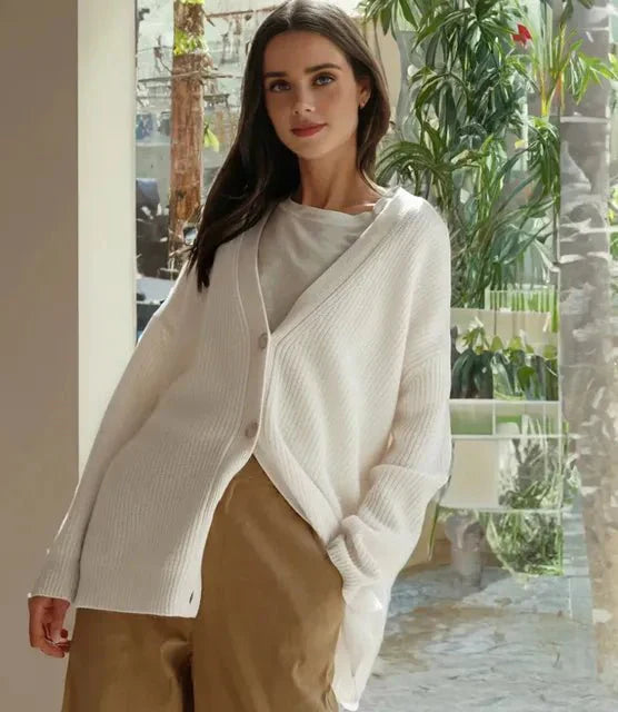 Levoire | Gilet en maille à col en V Blanc cassé