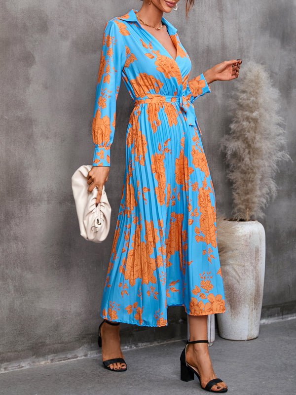 Levoire | Robe midi à manches longues imprimée polyvalente lâche