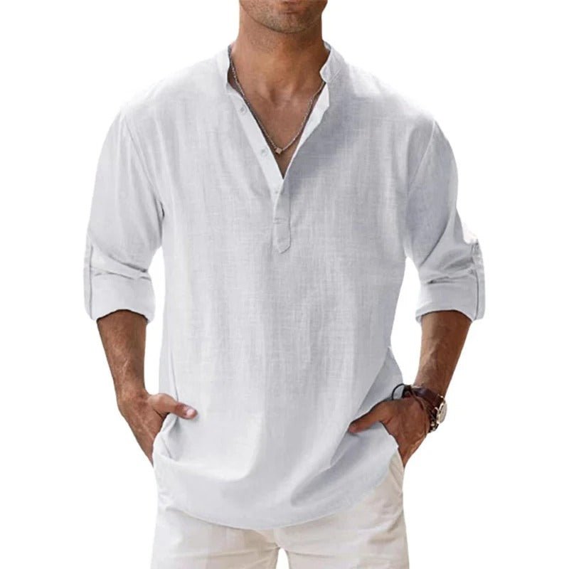 Levoire | Hommes Dét Coton Lin Chemise Blanc