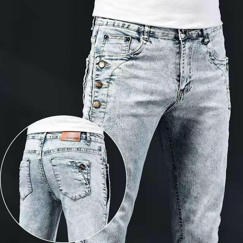 Levoire | Jeans Et Denim Pour Hommes À Motifs Décontractés Bleu clair Blanc