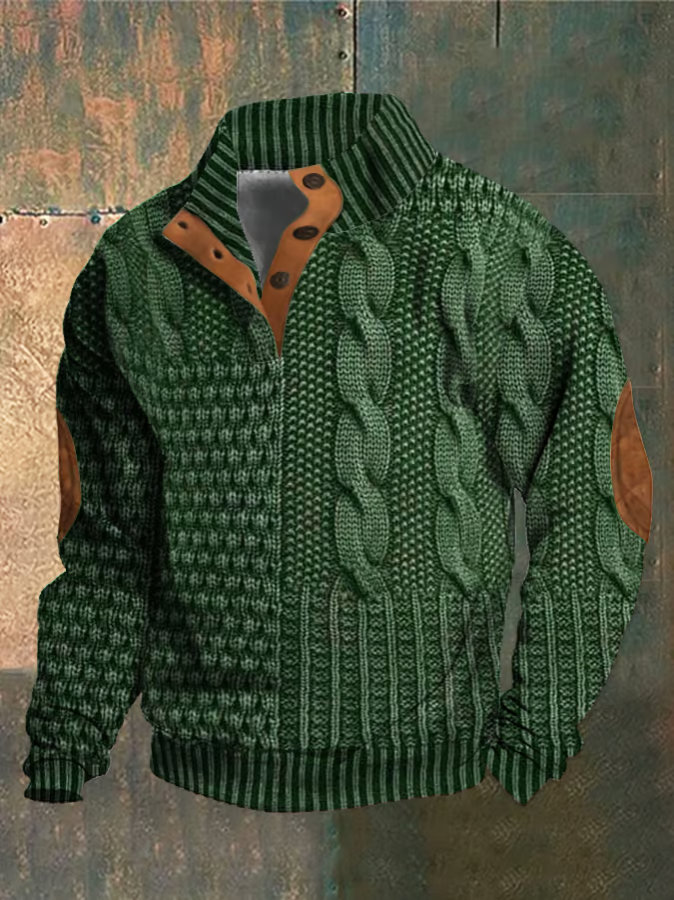 Levoire | Sweatshirt à imprimé rétro avec col montant Vert