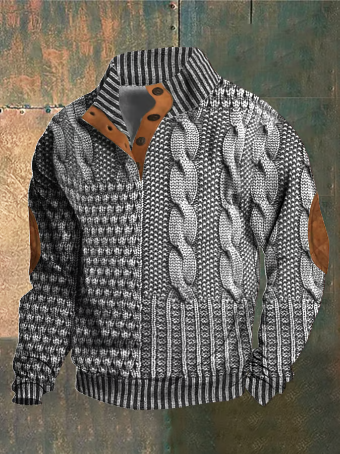 Levoire | Sweatshirt à imprimé rétro avec col montant Gris clair