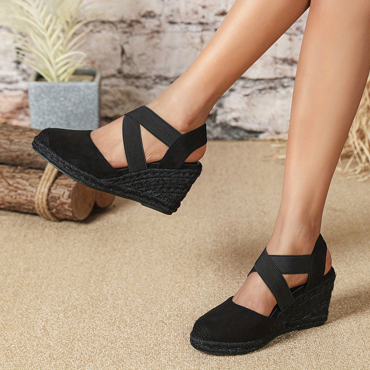 Levoire | Espadrilles Femmes À Semelle Compensée Totalement noir