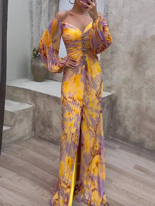 Levoire | Robe Élégante Décolleté En V Jaune
