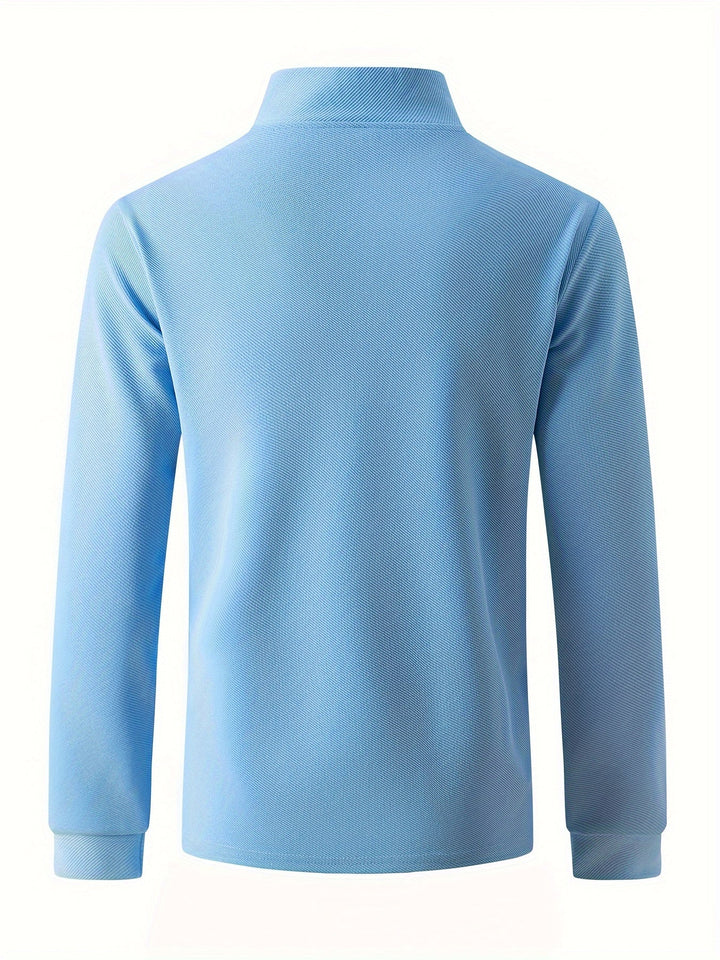 Levoire | T-Shirt Uni Pour Homme À Manches Longues Et Col Zippé