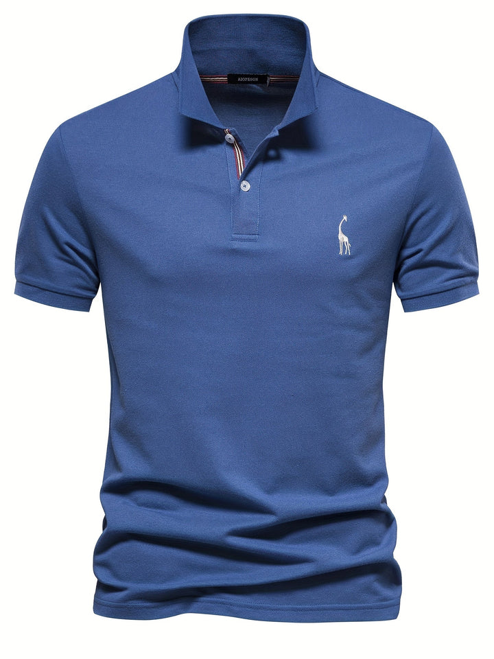 Levoire | Vêtements En Coton Mélangé Uni À Manches Courtes Avec Broderie De Girafe Bleu