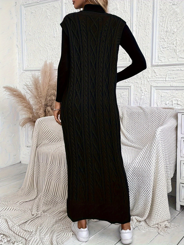 Levoire | Robe Maxi Sans Manches Rayée Avec Motif En Câble Et En Col V