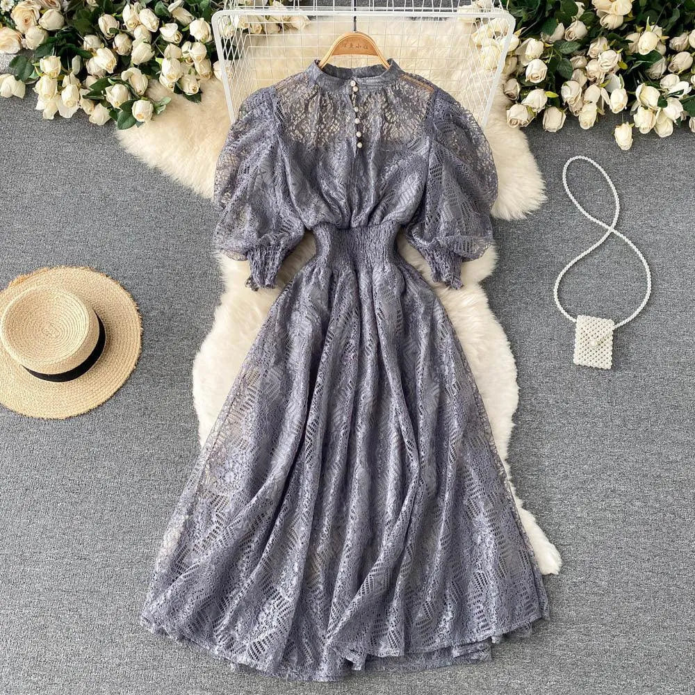 Levoire | Robe en dentelle vintage élégante Gris Une taille