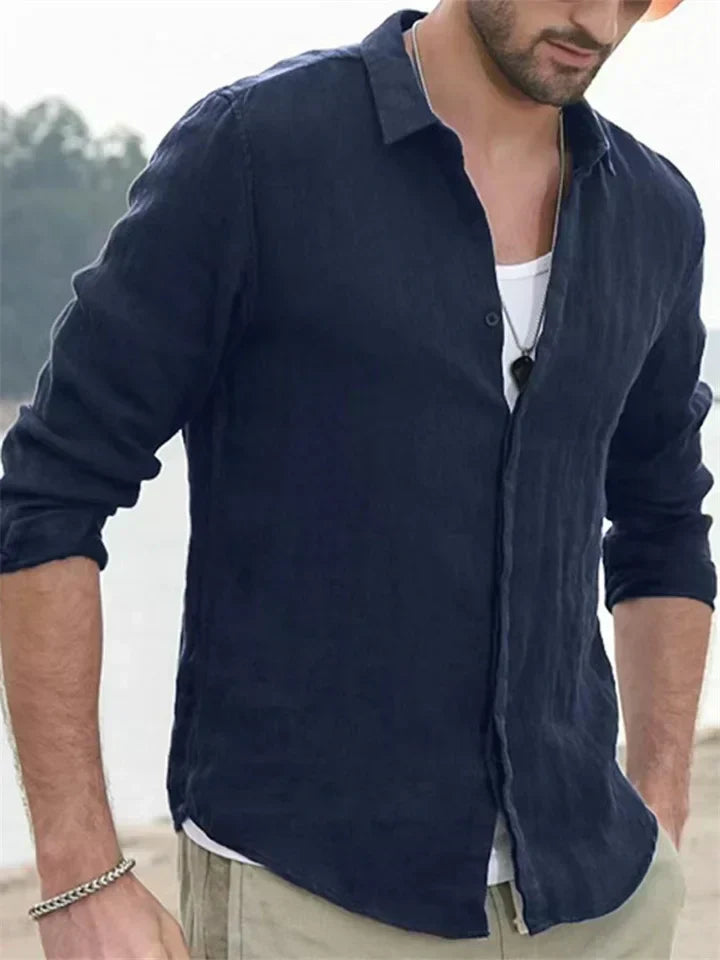 Levoire | Chemise En Lin Intemporel Homme Bleu